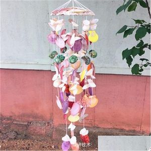 Novelty Items Pure Natural Shell Conch Hanging Ornaments Colourf Ocean Style Wind Chime Wall Home Decoration Accessories Party Gifts Dh9Pb