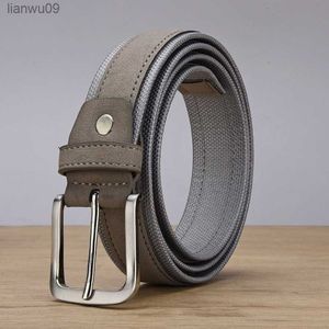 Luxury äkta läder Mäns bälte nubuck mocka Oxford Tyglegering Pin Buckle Casual Designer Belt Men Spot Wholesale L230704