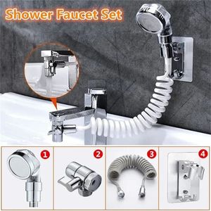 Other Faucets Showers Accs 4 Pcsset Washbasin Faucet External Shower Set Household Bathroom Sprayer Strainer Hose Handheld Flexible Hair Washing Shower 230714