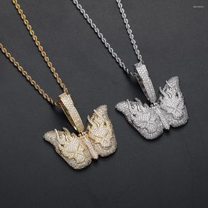 Pendant Necklaces EYIKA Hiphop Personality Zircon Flame Skull Butterfly Necklace Iced Out CZ Spider Collar Men Women Halloween Jewelry