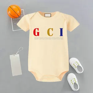 Macacões recém-nascidos de verão, meninos, meninas, estampa de designer, moda, luxo, macacão de tricô de algodão puro, macacão infantil, roupas infantis G00127