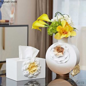 Vävnadslådor servetter Creative Vase Modern Minimalist CraftsManship Carved Tissue Box vardagsrum Blomma Arrangement Vase Hemdekoration Tillbehör R230715