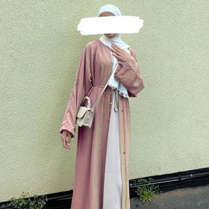 Byxor eid öppen abaya vanlig crinkle satin islamiska kläder muslimska dubai kimono abayas för kvinnor ramadan blygsam kaftan party cardigan