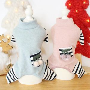Dog Apparel Clothes Cherry Striped Cotton Cat Jumpsuit Jacket Coat PET Clothing For Dogs Winter Products Puppy Chihuahua