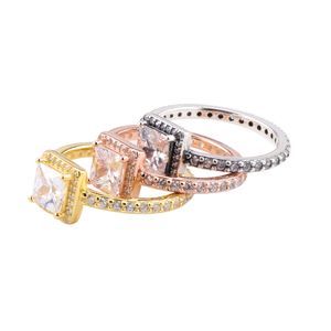 Pierścień Kobieta Plac Square CZ/Blue Crystal spersonalizowane kreatywne pierścionki Kobiety Rose Gold/Gold/Platinum Luksusowa biżuteria mody hurtowa