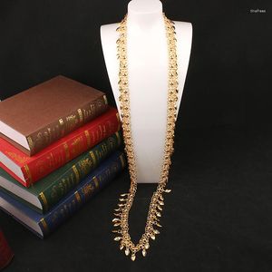 Pendant Necklaces Dicai Women Necklace Arabian Wedding Jewelry Female Body Accessories Gold Plated Long Shoulder Chain Mexico Fashion