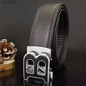 Cintura da uomo di alta qualità da 35 cm Business Casual B fibbia automatica in pelle a due strati di pelle bovina Allmatch Cintura per uomo L230704