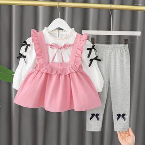 Set di abbigliamento 2023 Spring Infant For Baby Girls T Shirt Dress Pants 3Pcs Abiti per bambini 12 3 anni Abiti casual Abiti
