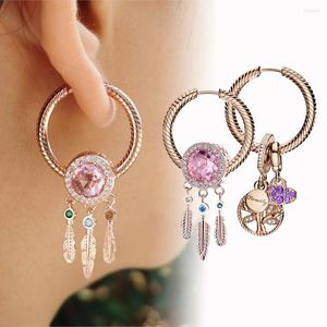 Baumeln Ohrringe S925 Sterling Silber Farbe Hoop Für Frauen Luxus Earing Schmuck Fit Original Moments Charms Großhandel