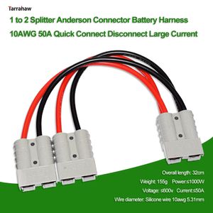 Batterier 1 till 2 splitter Anderson Copper Connector Solar Battery Harness 10Awg 50a laddningskabel snabbanslutning Koppla bort stor ström 230715