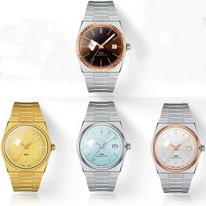 Tiso 손목 시계 New Mens 시계 3 개의 바늘 자동 PRX 기계식 강철 스트랩 손목 시계 시계 40mm