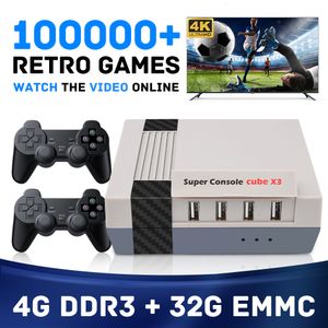 Spelkontroller Joysticks Kinhank 4K HD Retro Videospelkonsoler Super Console X Cube X3 Portable Mini TV Game Box 100000 spel för PS1PSPSNE 5G WiFi 230714