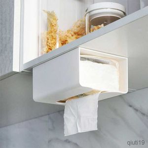 Scatole di fazzoletti Tovaglioli Scatola di immagazzinaggio di asciugamani di carta da cucina senza punzonatura Scatola di fazzoletti a parete per WC Portatovaglioli da bagno Custodia Accessori semplici Fornitura R230715