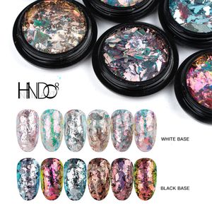 Nail Glitter HNDO 6 Colors Sparkle Sequins Opal Powder Irregular Aurora Flakes Manicure Shimmer Design DIY WN Series Wholesale 230714