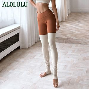 al0lulu女性のクラシックヨガパンツダブルヌードスキニーブラシパンツヒップリフトハイウエストレギンス