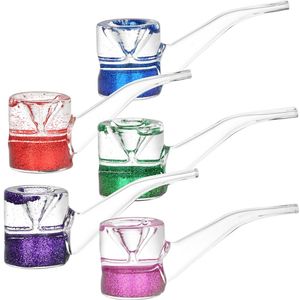 Latest Colorful Hand Pipes Glitter Sparkling Liquid Filling Freezable Thick Glass Filter Herb Tobacco Filter Spoon Bowl Portable Smoking Cigarette Holder Tube DHL