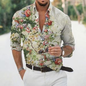 Męskie koszule Summer Hawaiian Floral for Men 3d Beach wakacyjne długie rękaw duże 5xl tops tee koszulka man tropikalna luksusowa camisa