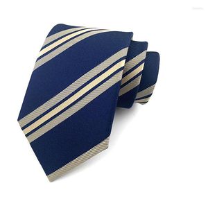 Papillon 8cm Cravatta da uomo Cravatta blu a righe gialle con motivo a fantasia Cravatta di seta per la festa nuziale Gravatas Para Homens YUY02