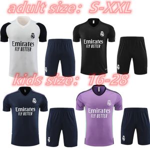 2023 Real Madrids terno de treinamento de futebol camisa de futebol masculina KIDS Manga curta CAMAVINGA Rudiger camiseta masculina top 22 23 24 uniformes Vini Jr Tchouameni