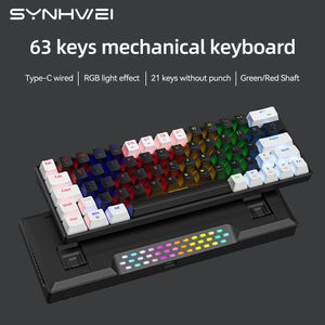Keyboards Mechanical Keyboard 63 Keys Blue /Red Switch Cooling RGB Backlit Keypad USB-C Wired 60% Leyout Compact Ergonomic Gaming Keyboard 230715
