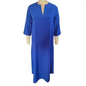 Casual Dresses Loose Dress Trendy Outfit Stylish Women's V Neck Maxi Fit Ankle Length For Summer Vacation