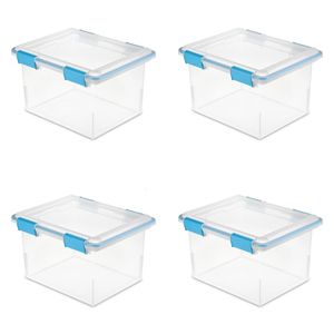 Accessories Packaging Organizers Storage Boxes Bins Sterilite 32 Qt Gasket Box Clear Base and Lid Blue Aquarium Set of 4 230715