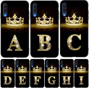 För Samsung Galaxy A50 A50S A30S CASE TELEFON BACK COVER Black TPU Case Gold Letters