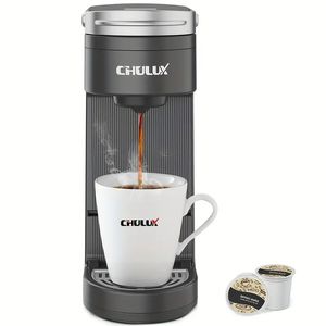 1PCカプセルコーヒーメーカー、グラウンドコーヒーミニコーヒーマシン、Chuluxアップグレードシングルサーブコーヒーメーカー、12オンスのファストブリューイング付きのセカンドでおいしいコーヒーを醸造する