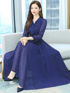 Casual Dresses Red Blue Women Summer Long Sleeve Dress Beach Chiffon Korean Fashion Floral Elegant Party Clothes for 2023 Maxi