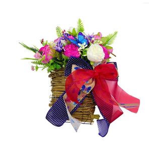 Kwiaty dekoracyjne 1PCS Cross Flower Koszyk naśladowanie Rattan Dekorun