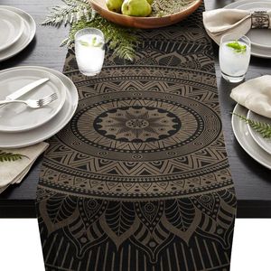 Table Cloth Hippie Black Mandala Bohemian Style Modern Runners For Wedding Party Chirstmas Cake Floral Tablecloth Home Decoration