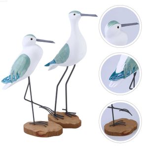 Garden Decorations Seagull Bird Figurine Statue Nautical Decor Sculpture Wooden Ornament Beach Statues Coastal Sea Figurines Garden Desktop Home L230715