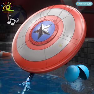Gun Toys HUIQIBAO Hero Captain Electric Lauch Shield Automatic Water Gun Polo Fight Summer Beach Outdoor Fantasy Toys for Children Gifts 230714