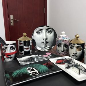 Creative Human Face Plate Jewelry Storage Dish Ornaments Rectangular Tray Candle Holder Jar Candelabra Home Decoration333G