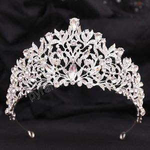 6 färger ab crystal tiara krona för kvinnor flickor bröllop fest lyx elegant brud drottning hårklänning tillbehör