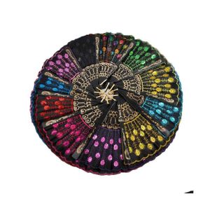 Party Favor Sequins Dancing Fan Creative Design Peacock Folding Hand Fans Women Stage Performance Prop Mti Color 1 8Zq C Rc Drop Del Dhtli