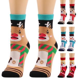 Women Socks Men Novely Christmas Holiday Crew Cute Cartoon Reindeer Snowman Santa Bear Mönster Varma ankel hoisery Strumpor