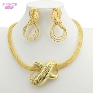 Coats Dubai Gold Color Jewelry Set for Women Necklace Earrings Set Indian Bride Wedding Party Gift Fashion Jwellery