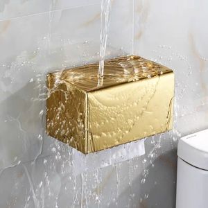 Toilet Paper Holders Toilet Paper Holder Gold Stainless Steel Bathroom Accessories Roll Paper Rack Waterproof Paper Towel Holder Black Tissue Box 230714