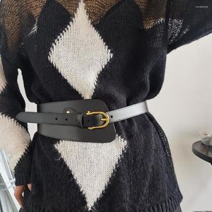 Belts Autumn And Winter Waist Cover Women's Vintage Black Adjustable Wide Belt With Coat Sweater Japanese Korean Style