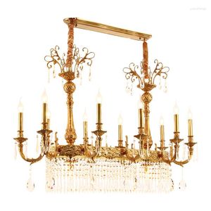 Chandeliers DINGFAN European Style All Copper Crystal Chandelier Villa Bedroom Living Restaurant El Banquet Hall Decorative Pendent Light