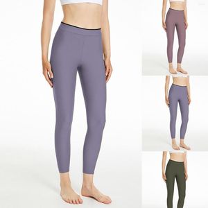 Scena nosić kobietę wysoka elastyczność Bubifting Nude Feel Thin Nine Point Yoga Pants Men Silk Jedwabny fitnes