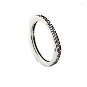 Klusterringar 925 Sterling Silver Original Sparkling bågar av kärlek Ring Charm Clear CZ för DIY -smycken Kvinnor 2023 Vårartikel