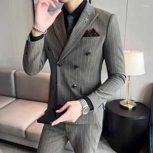 Мужские костюмы 2023 Высококачественный бутик-костюм (брюки Blazer жилетки)