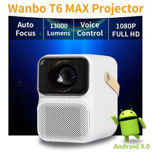 Outros Eletrônicos Outros Acessórios Wanbo T6 MAX Projetor 4K 1080P Android 90 Mini 13000 Lumens 5G WiFi AI Voice for Office Home Cinema 230715