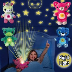 Party Favor Children Cartoon Plush Toy LED Night Light Starry Belly Dream Projection Comforting Lamp Star Projector Xmas Birthday 2615