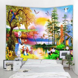 Tapestries Dome Cameras Landscape Oil Painting Printing Tapestry Living Room Background Hanging Cloth Room Wall Art Tapestry Can Be Customized