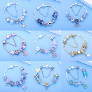 Charm Bracelets Silver Color Liga Contas De Vidro Flower Family Love Star Basic Charms Bracelet For Fashion Women DIY Jewelry Gift Dropship