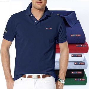 Camisetas masculinas de algodão de alta qualidade, camisa polo masculina de manga curta, polos casuais Hommes, camiseta de lapela de verão, cor sólida, tops masculinos PL811 L230715