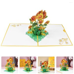 Gift Wrap Notes Cards Thanksgiving Day Delicate Blessing Sunflower 3D Greeting Up Holiday Wedding